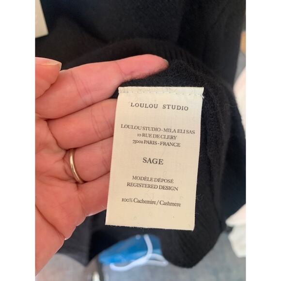 Loulou Studio Sage Black V-Neck Sweater - Picture 7 of 9